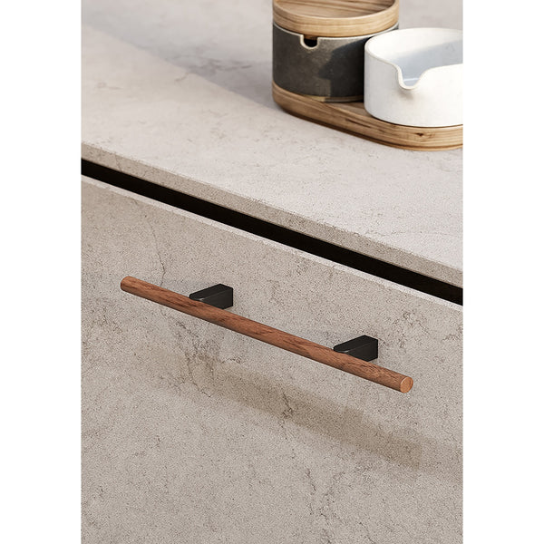 Mâner mobilier Viefe Kumo Wood, nuc și negru titan, 248 mm (interax 128 mm) - imagine 3