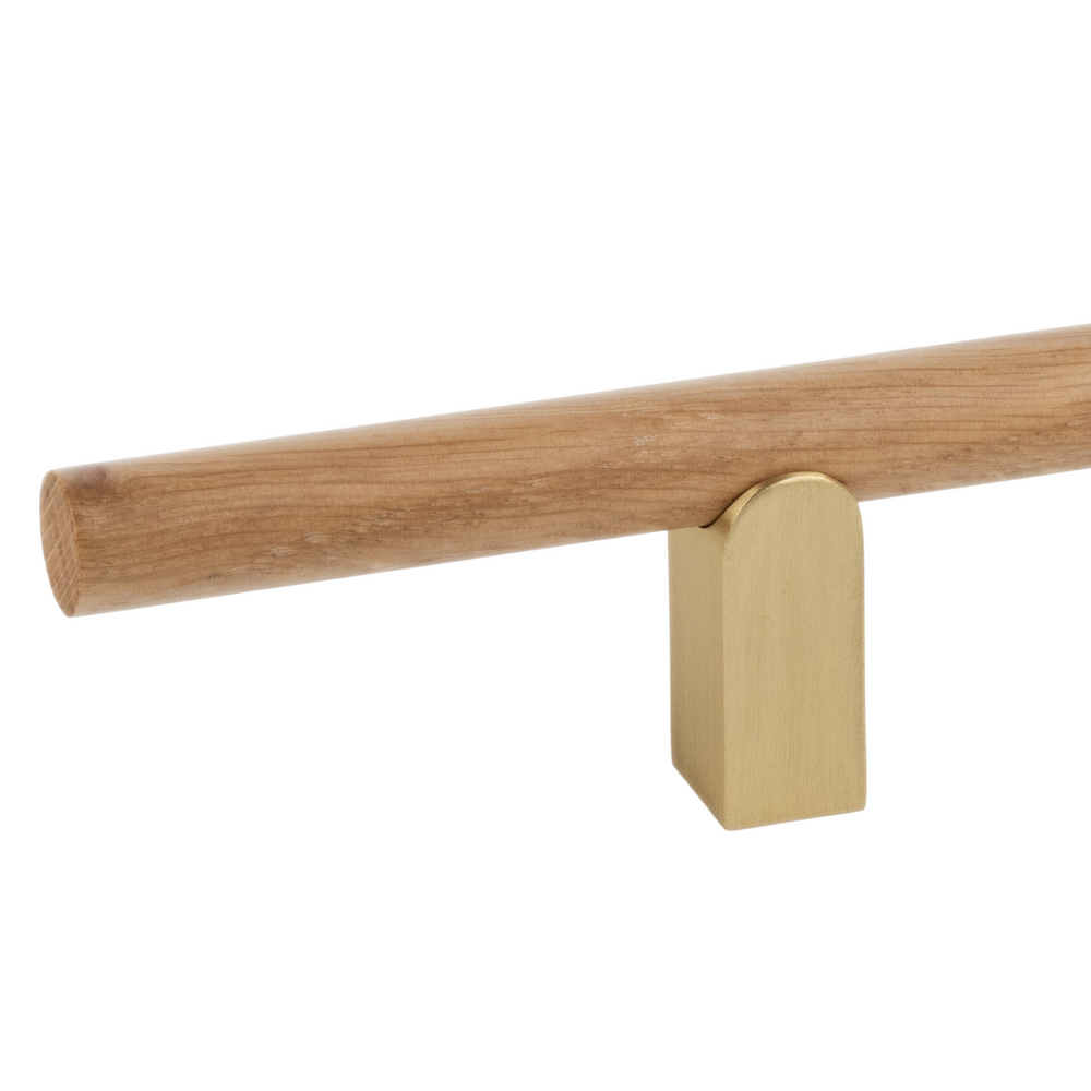 Mâner mobilier Viefe Kumo Wood, stejar și alamă periată, 248 mm (interax 128 mm)