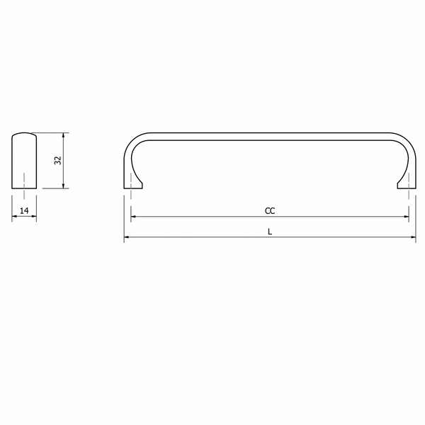 Mâner mobilier Viefe Miig, negru mat, 168 mm (interax 160 mm) - imagine 2