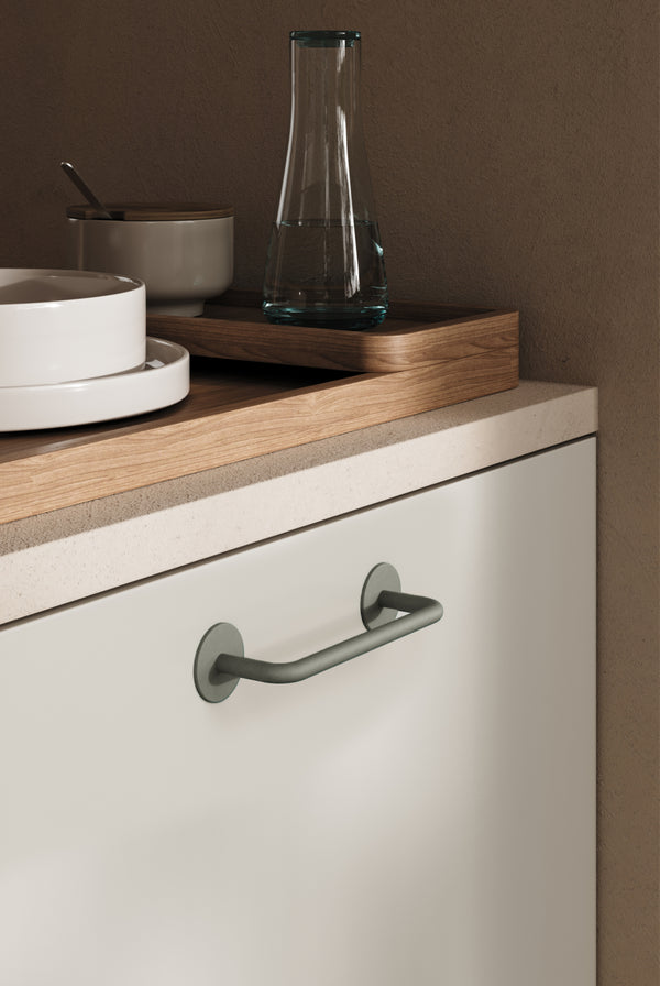 Mâner mobilier Viefe Milano, gri mușchi, 121 mm (interax 96 mm) - imagine 2