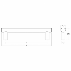 Mâner mobilier Viefe Moon, alamă cava periată, 353 mm (interax 320 mm) - imagine 2