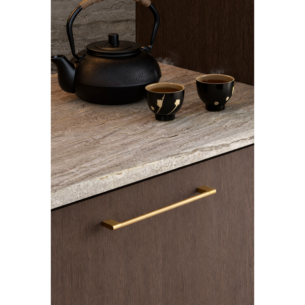 Mâner mobilier Viefe Nexx, alamă cava periată, 276 mm (interax 256 mm) - imagine 2