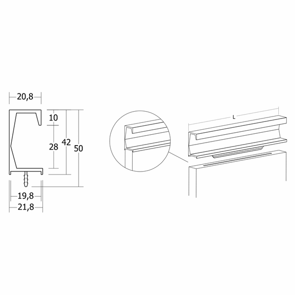 Mâner lung Viefe Six, negru lava texturat, 597 mm - imagine 6