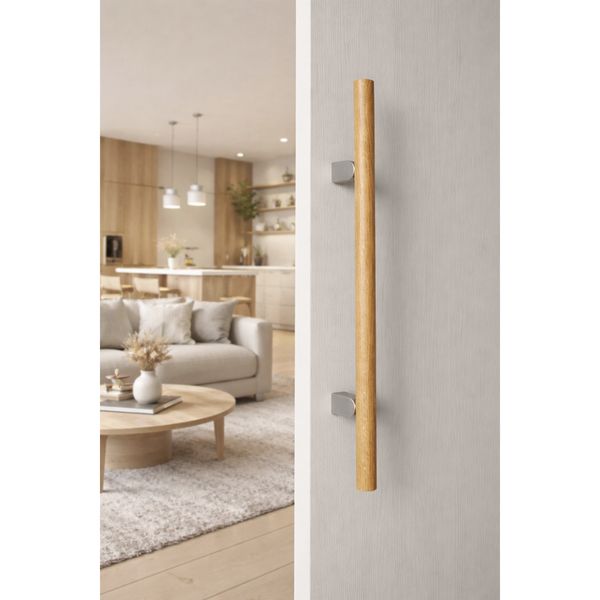 Mâner spațial Viefe Kumo Wood Big One, stejar și oțel inoxidabil, 878 mm (interax 448 mm) - imagine 3