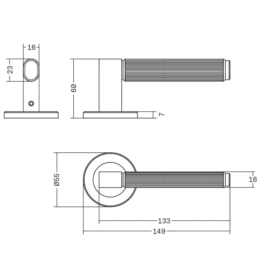 Set mâner ușă interior Viefe Brooklyn, alamă cava periată, 149 mm