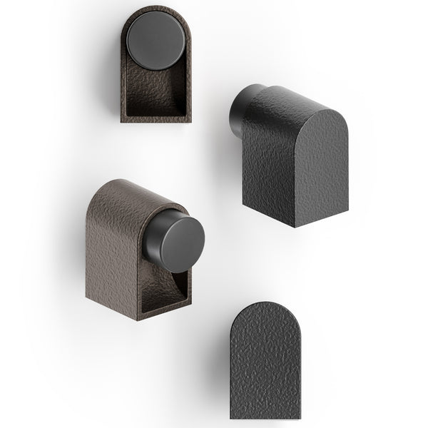 Opritor de ușă Viefe Casey, negru lava texturat și negru mat, 47 × 30 mm - imagine 5