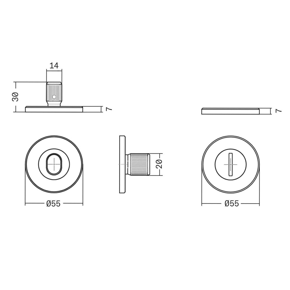 Set 2 rozete pentru ușă de baie Viefe Brooklyn, negru periat, Ø 55 mm