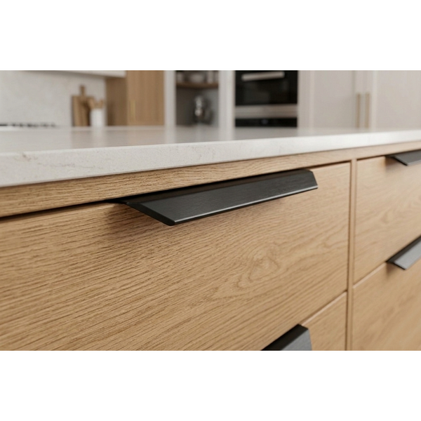 Set 50 de mânere mobilier Viefe Vann, negru mat, 200 mm (interax 128 mm) - imagine 2