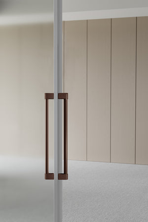 Set mânere spațiale duble Viefe Casey Big, maro metalic texturat și bronz mat, 448 mm (interax 416 mm) - imagine 3