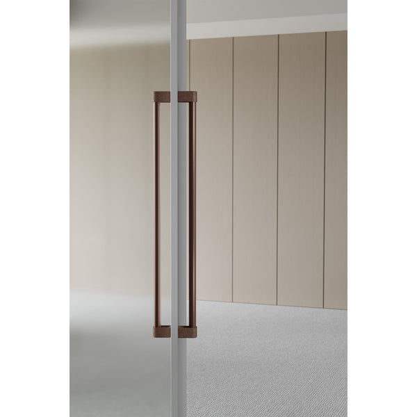 Set mânere spațiale duble Viefe Casey Big, maro metalic texturat și bronz mat, 768 mm (interax 736 mm) - imagine 3