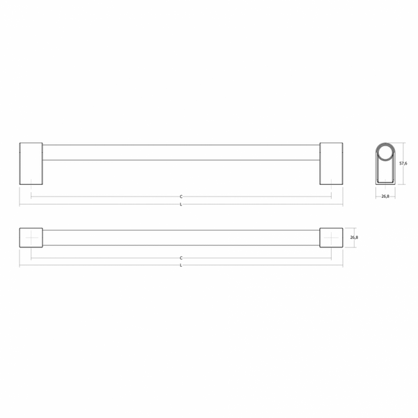 Set mânere spațiale duble Viefe Casey Big, negru lava texturat și negru titan lustruit, 768 mm (interax 736 mm) - imagine 4
