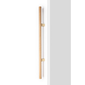 Set mânere spațiale duble Viefe Kumo Wood Big, stejar și alamă periată, 1010 mm (interax 640 mm) - imagine 2