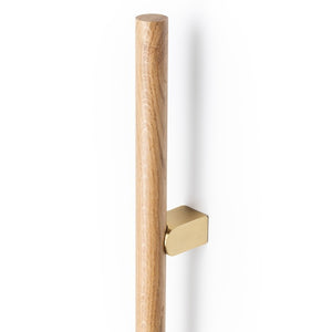 Set mânere spațiale duble Viefe Kumo Wood Big, stejar și alamă periată, 610 mm (interax 320 mm)