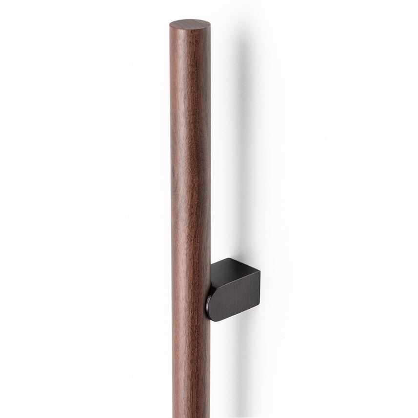 Set mânere spațiale duble Viefe Kumo Wood Big One, nuc și negru titan, 1596 mm (interax 1056 mm)