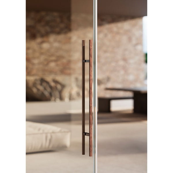 Set mânere spațiale duble Viefe Kumo Wood Big One, nuc și negru titan, 878 mm (interax 448 mm) - imagine 3