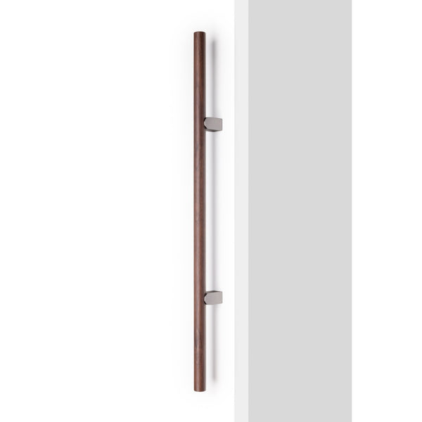 Set mânere spațiale duble Viefe Kumo Wood Big One, nuc și oțel inoxidabil, 1596 mm (interax 1056 mm) - imagine 2
