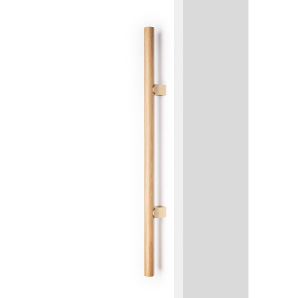 Set mânere spațiale duble Viefe Kumo Wood Big One, stejar și alamă periată, 878 mm (interax 448 mm) - imagine 2