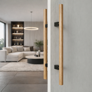 Set mânere spațiale duble Viefe Kumo Wood Big One, stejar și negru titan, 1596 mm (interax 1056 mm) - imagine 3