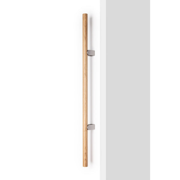 Set mânere spațiale duble Viefe Kumo Wood Big One, stejar și oțel inoxidabil, 1596 mm (interax 1056 mm) - imagine 2